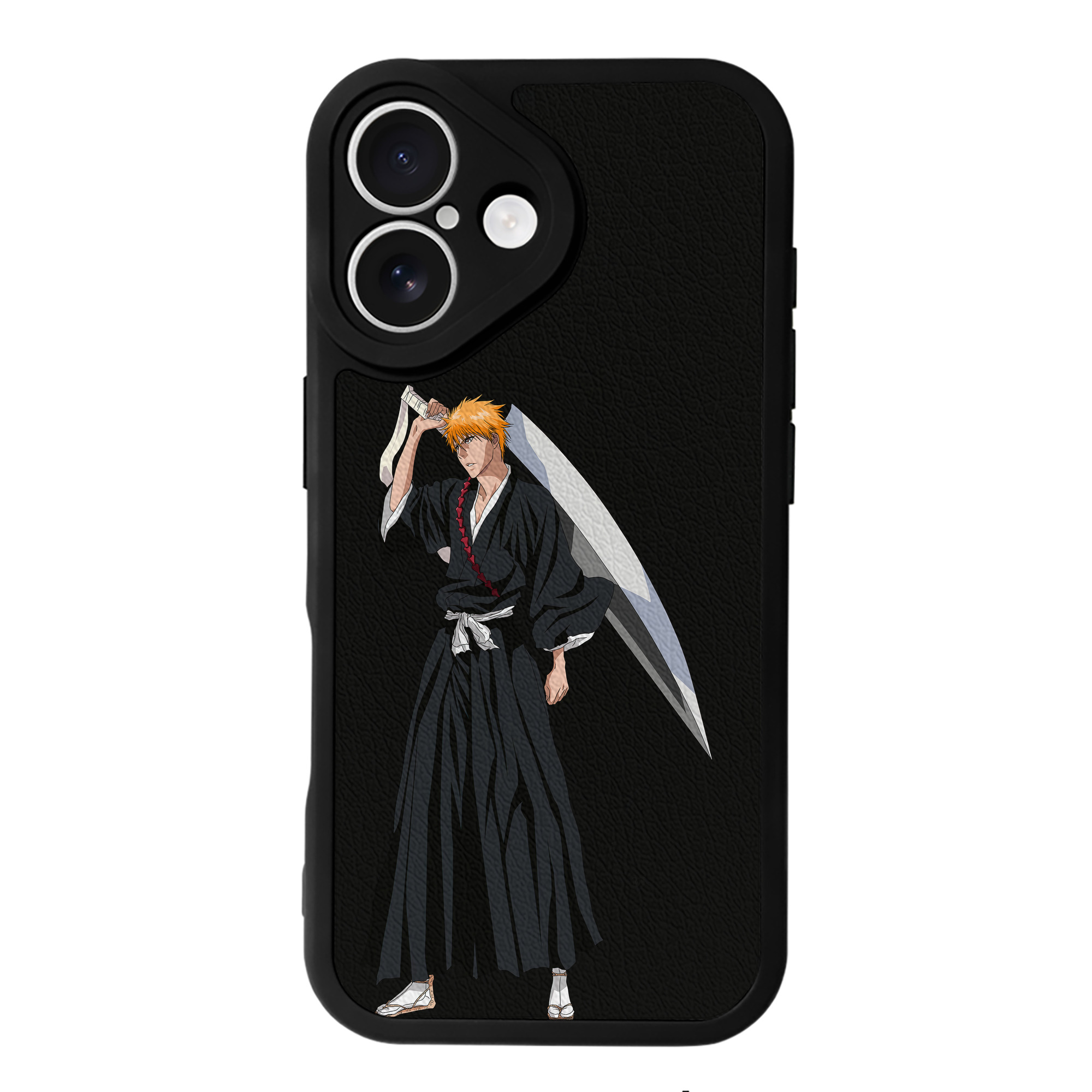 （画像用） ブリーチ 黒崎一護（くろさき いちご）BLEACH Kurosaki Ichigo 【iPhone 16シリーズ対応】シリコンスマホケース（レザー調） 材質：シリコン